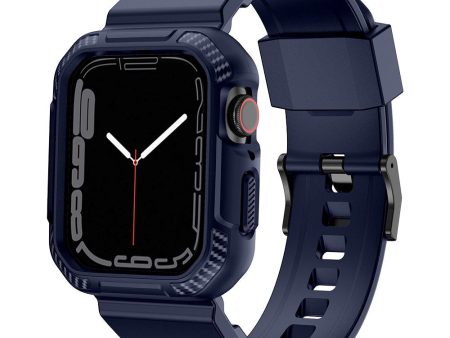 Apple Watch (42 44 SE 45mm) Plastik Cover og Rem - Blå on Sale