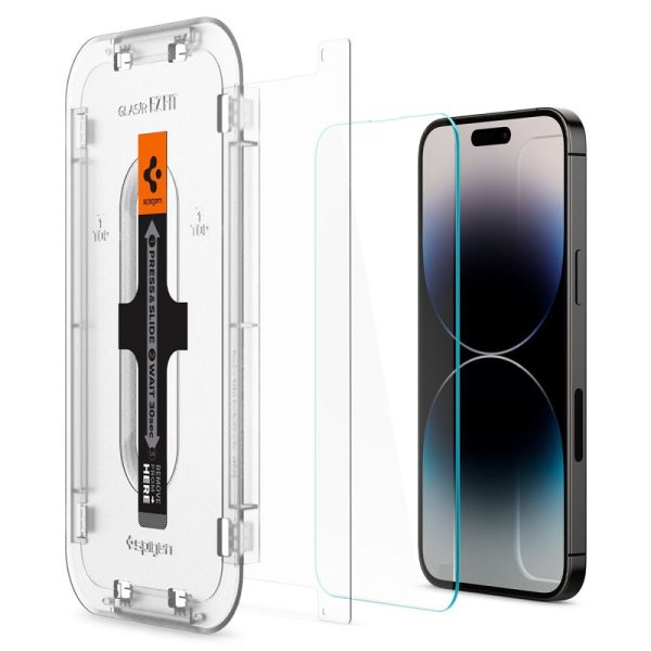 iPhone 14 Pro Spigen EZ Fit Glas.tR Skærmbeskyttelse - 2 stk. - Case Friendly - Gennemsigtig Online now