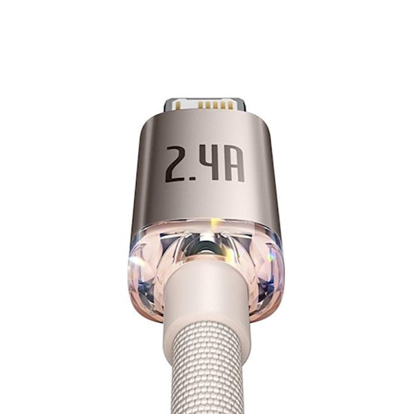 Baseus Crystal Shine Lightning Kabel 12W - 2m - Lyserød Online