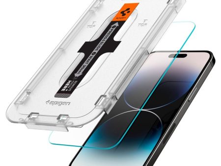 iPhone 14 Pro Spigen EZ Fit Glas.tR Skærmbeskyttelse - 2 stk. - Case Friendly - Gennemsigtig Online now