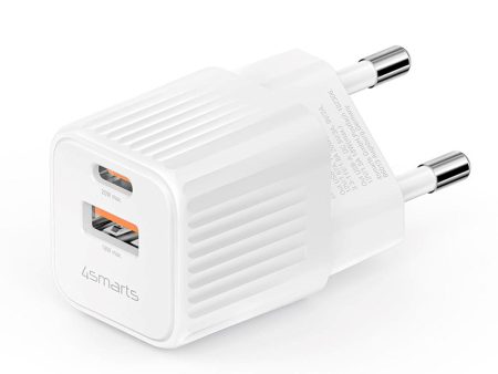 4Smarts VoltPlug Duos 20W PD Vægoplader - 1 x USB-A & 1 x USB-C - Hvid on Sale