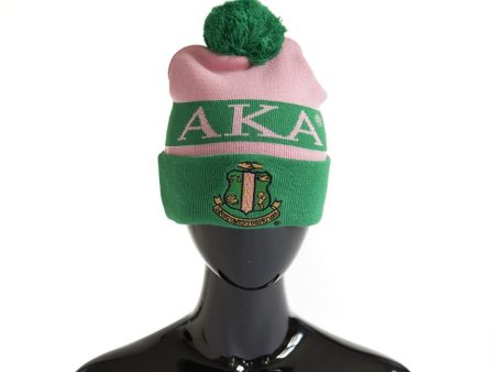 Alpha Kappa Alpha 2 Sided Pom Pom Beanie Discount