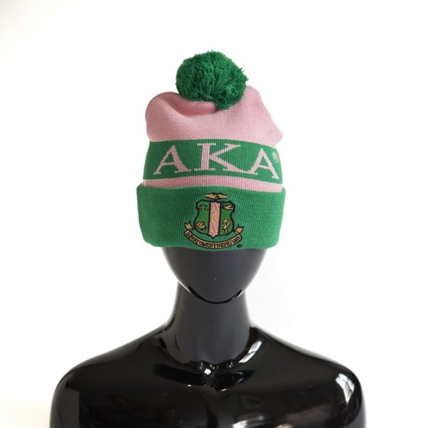 Alpha Kappa Alpha 2 Sided Pom Pom Beanie Discount