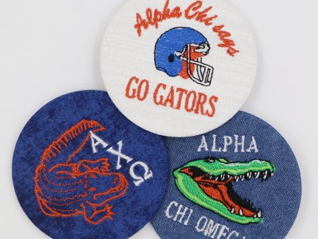 Alpha Chi Omega Gator Mascot Game Day Embroidered Button For Discount