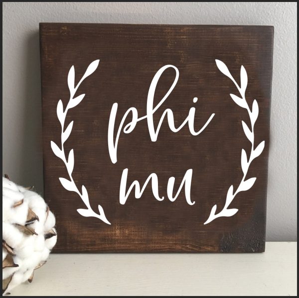 Phi Mu Wooden Sign Hot on Sale