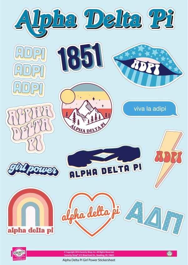 Alpha Delta Pi Girl Power Sticker Sheet Hot on Sale