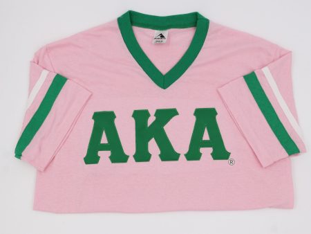 Alpha Kappa Alpha V Neck Striped Sleeve Jersey Fashion