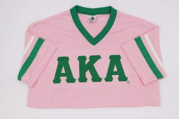 Alpha Kappa Alpha V Neck Striped Sleeve Jersey Fashion