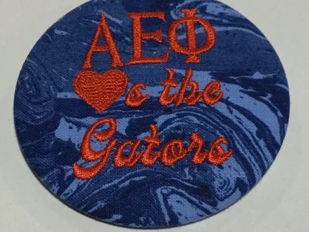 Alpha Epsilon Phi  Hearts the Gators  Retro Game Day Embroidered Button For Discount