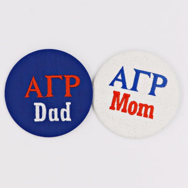 Alpha Gamma Rho Mom Dad Embroidered Button Online now