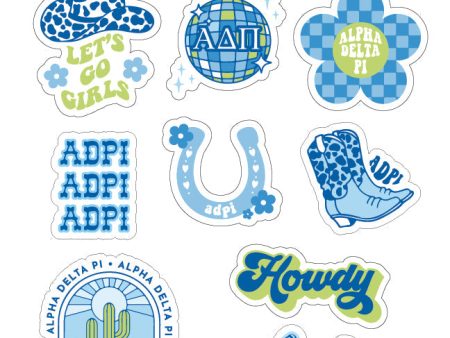 Alpha Delta Pi Western Disco Sticker Sheet For Discount