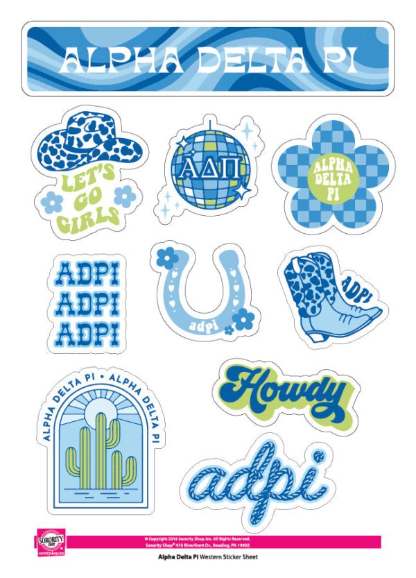 Alpha Delta Pi Western Disco Sticker Sheet For Discount