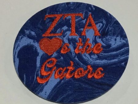 Zeta Tau Alpha  Hearts the Gators  Retro Game Day Embroidered Button For Cheap