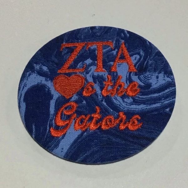 Zeta Tau Alpha  Hearts the Gators  Retro Game Day Embroidered Button For Cheap