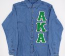 Alpha Kappa Alpha Denim Button Down Shirt on Sale