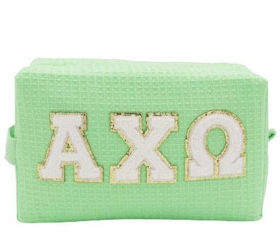 Alpha Chi Omega Waffle Make-Up Bag with Chenille Letters For Discount