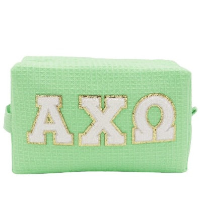 Alpha Chi Omega Waffle Make-Up Bag with Chenille Letters For Discount