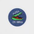 Alpha Chi Omega Gator Mascot Game Day Embroidered Button For Discount