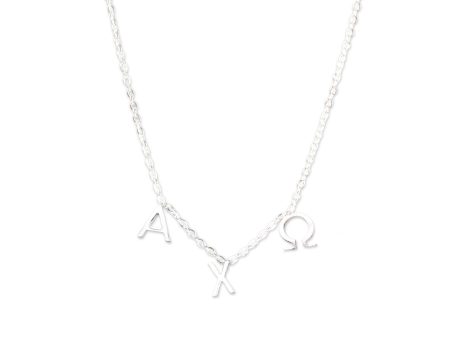 Alpha Chi Omega Silver Greek Letters Necklace Hot on Sale