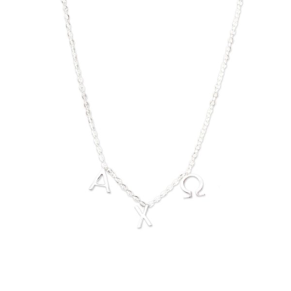 Alpha Chi Omega Silver Greek Letters Necklace Hot on Sale