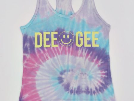 Sorority Ladies Tie Dye Tank with Smiley Face Design Hot on Sale