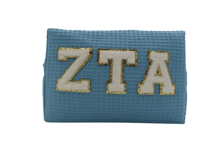 Zeta Tau Alpha Waffle Make-Up Bag with Chenille Letters Supply