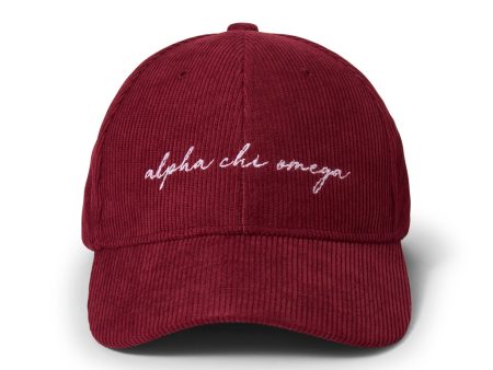 Alpha Chi Omega Embroidered Corduroy Hat Hot on Sale