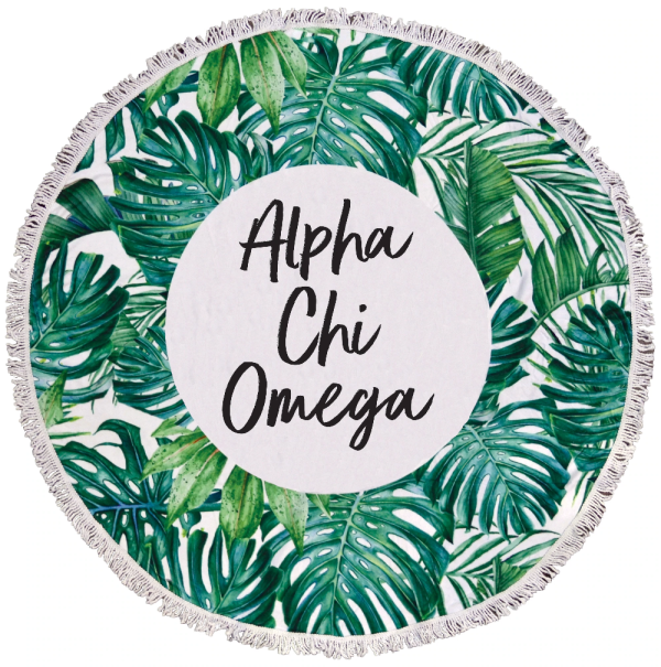 Alpha Chi Omega Palm Leaf Fringe Towel Blanket Fashion