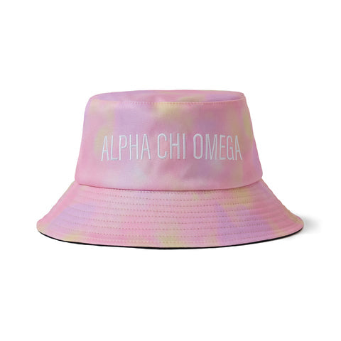 Alpha Chi Omega Tie Dye Pastel Bucket Hat For Cheap