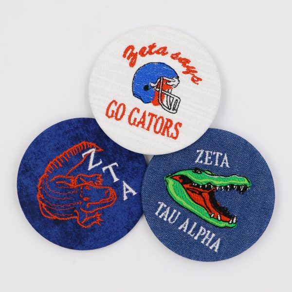 Zeta Tau Alpha Gator Mascot Game Day Embroidered Button Sale