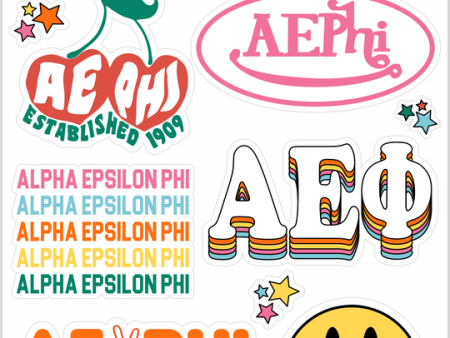 Alpha Epsilon Phi Rainbow Sticker Sheet For Cheap