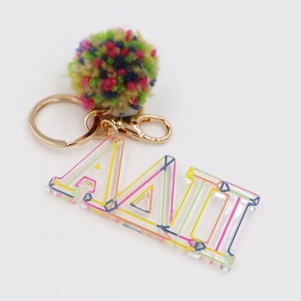 Alpha Delta Pi Color Block Acrylic Pom Keychain For Sale