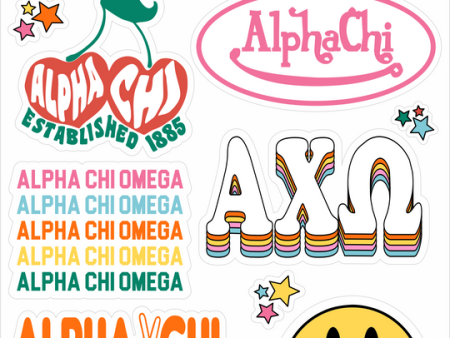 Alpha Chi Omega Rainbow Sticker Sheet Online Sale