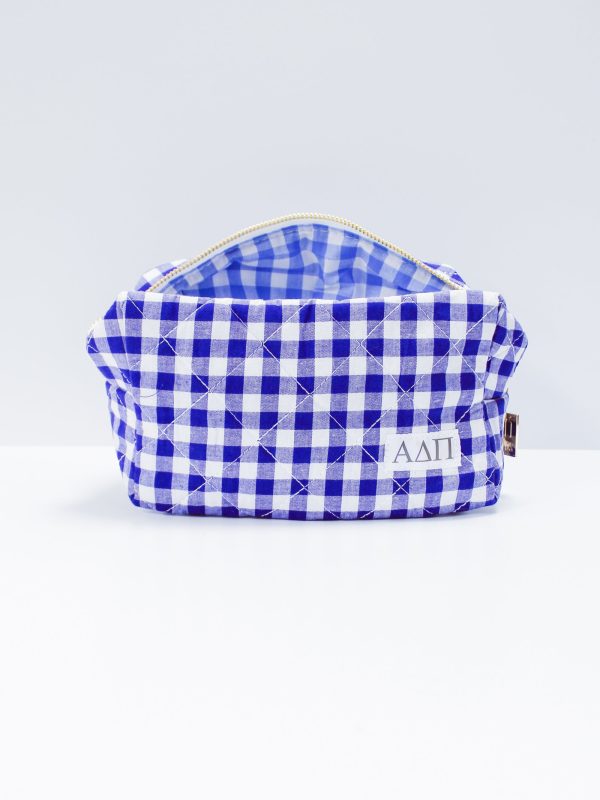 Alpha Delta Pi Gingham Quilted Makeup Bag For Cheap