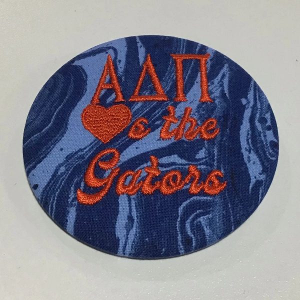 Alpha Delta Pi  Heart the Gators  Embroidered Button For Cheap