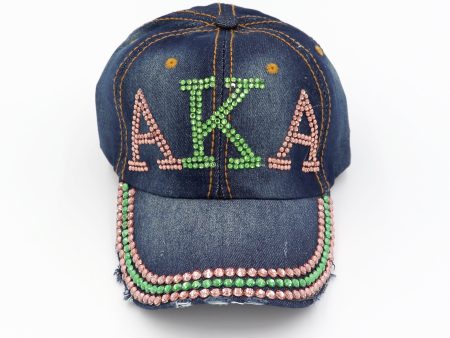 Alpha Kappa Alpha Denim Rhinestone Hat Online Sale