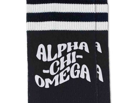 Alpha Chi Omega Black Retro Crew Socks Fashion