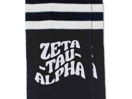 Zeta Tau Alpha Black Retro Crew Socks Sale