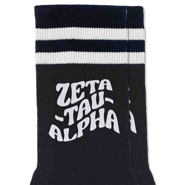 Zeta Tau Alpha Black Retro Crew Socks Sale