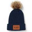 Alpha Delta Pi Leather Patch Pom Pom Knit Hat Supply