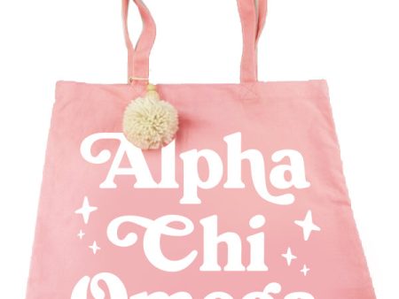 Alpha Chi Omega Pom Pom Tote Bag Discount