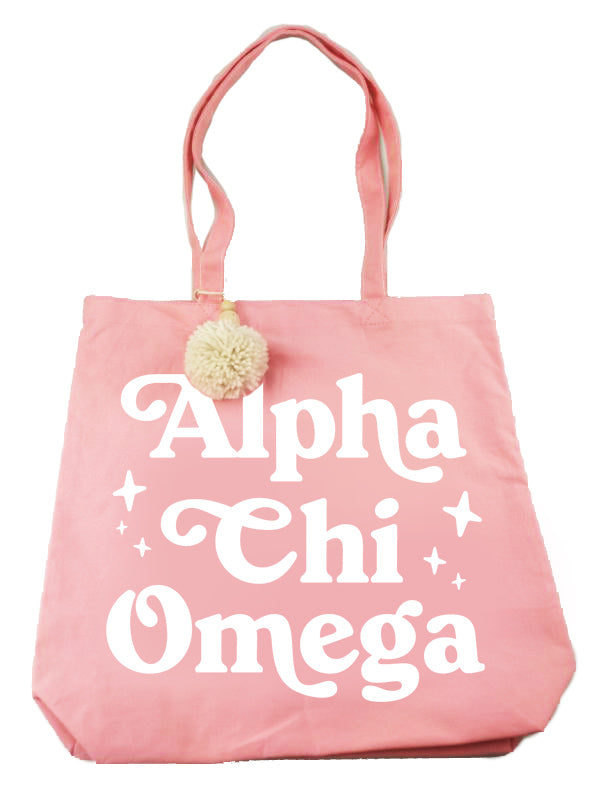 Alpha Chi Omega Pom Pom Tote Bag Discount