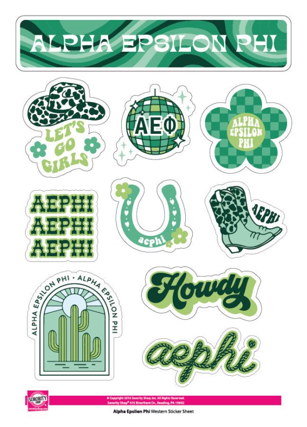 Alpha Epsilon Phi Western Disco Sticker Sheet Sale