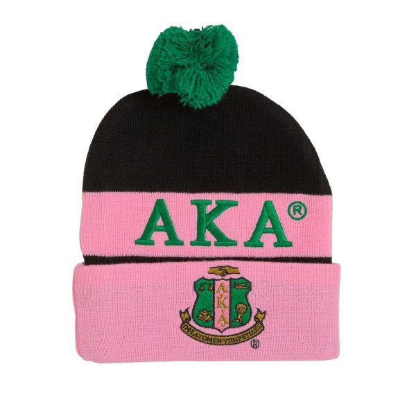 Alpha Kappa Alpha 2 Sided Pom Pom Beanie Discount