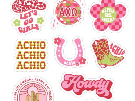 Alpha Chi Omega Western Disco Sticker Sheet Fashion