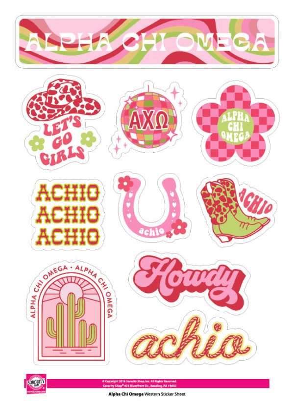 Alpha Chi Omega Western Disco Sticker Sheet Fashion