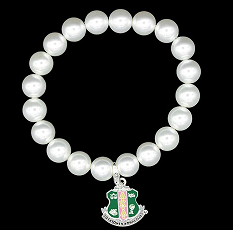 Alpha Kappa Alpha Pearl Bracelet with Shield Charm Online Sale