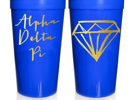 Alpha Delta Pi Sorority Stadium Cup with Gold Foil Print Supply