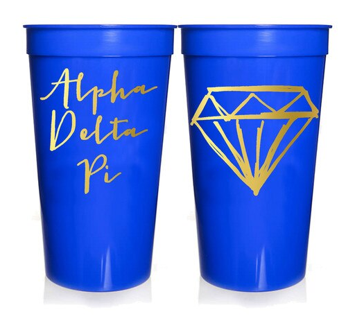 Alpha Delta Pi Sorority Stadium Cup with Gold Foil Print Supply