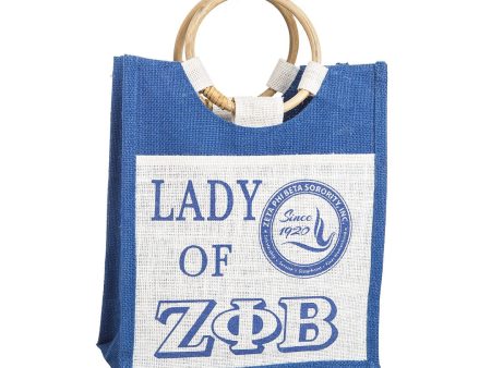 Zeta Phi Beta Mini Pocket Jute Bag Hot on Sale